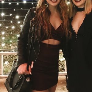 Burgundy Cutout Mini Formal Dress
